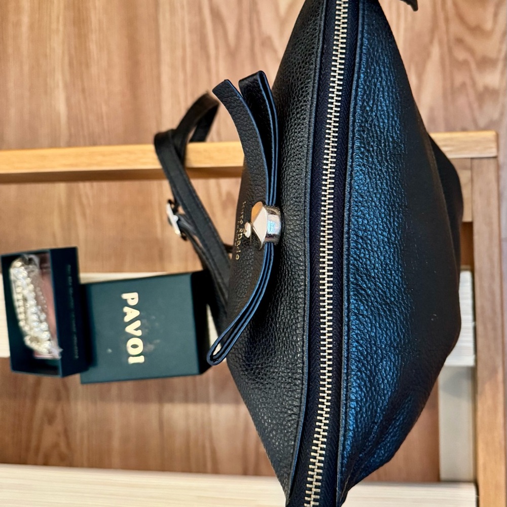 Kate Spade Black Pebbled Leather Crossbody with Gold Chain and bracelet bundle. - Picture 5 of 8